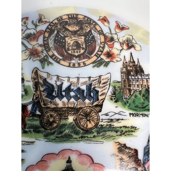 Norcrest Utah Gold Edged State Plate  11" Diameter White, Gold   China - Picture 15 of 16